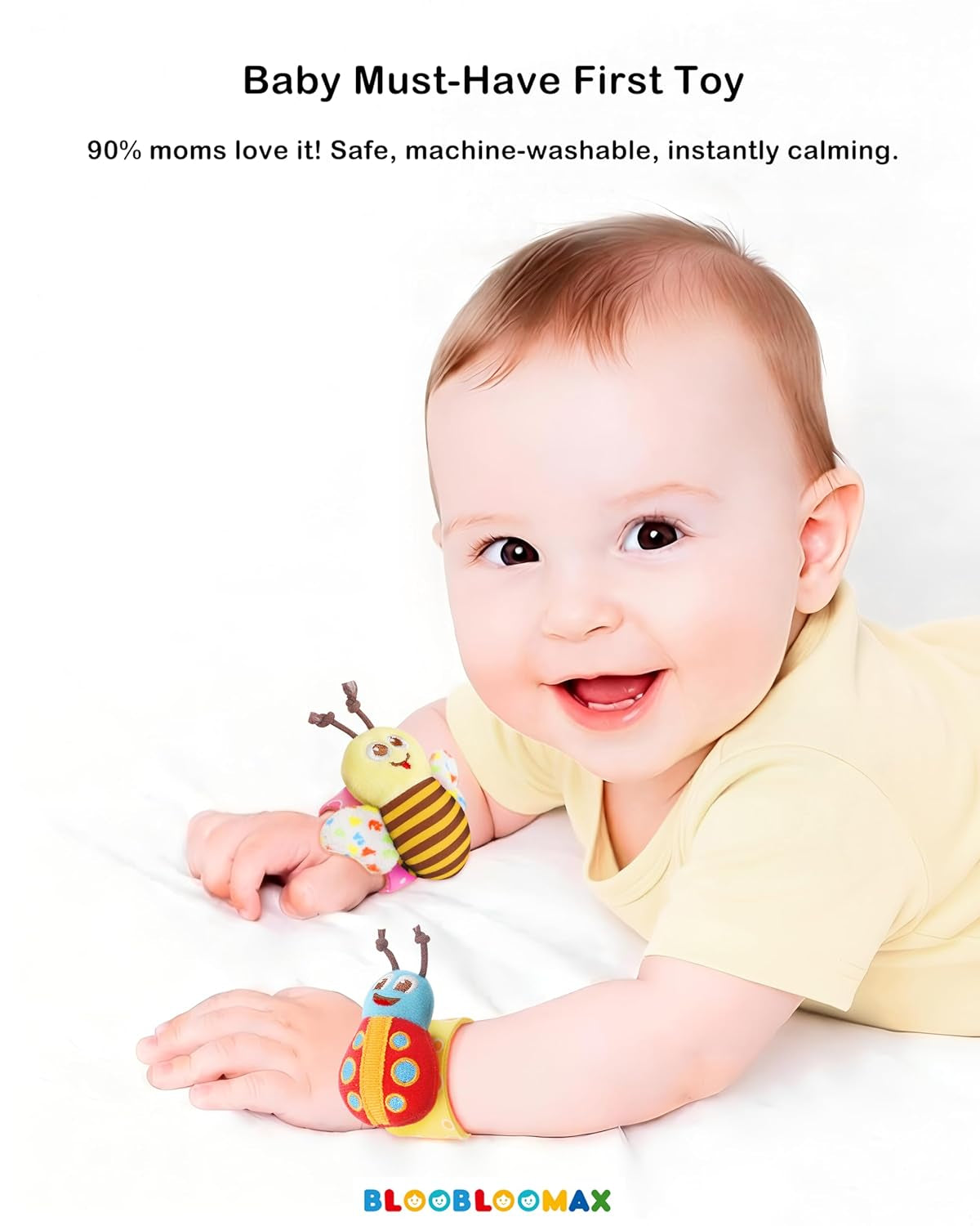 Baby Soft Rattle Toy Foot Finder Socks Wrists Rattles Ankle Leg Feet Hand Arm Bracelet Activity Rattle Baby Shower Present Gift for Neborn Baby Infant Boy Girl Bebe (8 Pcs)