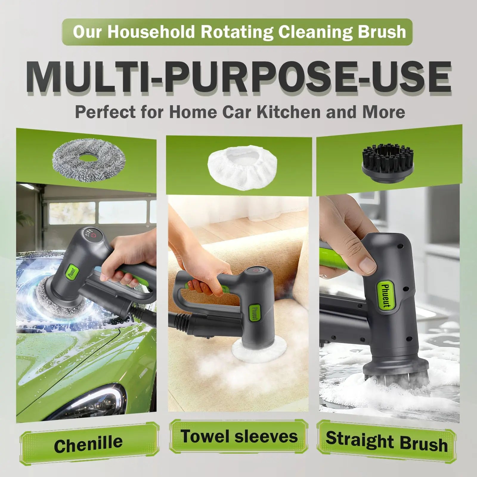 Pressurized Handheld Steam Cleaner & Rechargeable Spin Scrubber