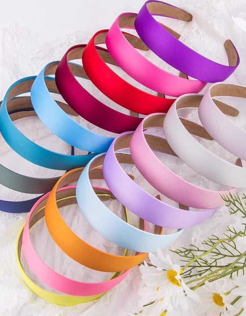 Load image into Gallery viewer, 16 Pieces Colorful Satin Hair Accessories - 1 Inch Plastic Covered Headbands for Women and Girls
