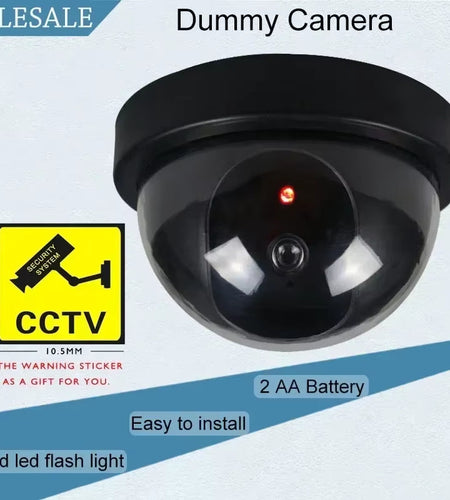 Creative Black Plastic Dome CCTV Dummy Camera Flashing Led Fake Camera Power via AA Battery Surveillance Security System